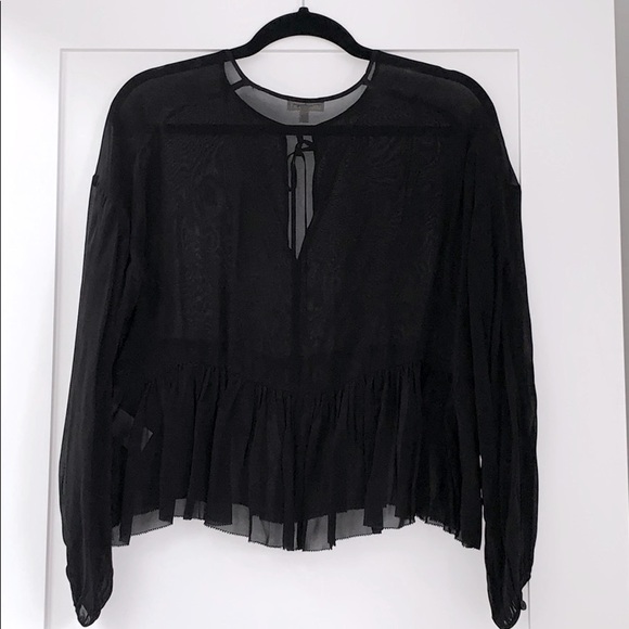 Aritzia Wilfred Sheer Black Blouse - Picture 6 of 7